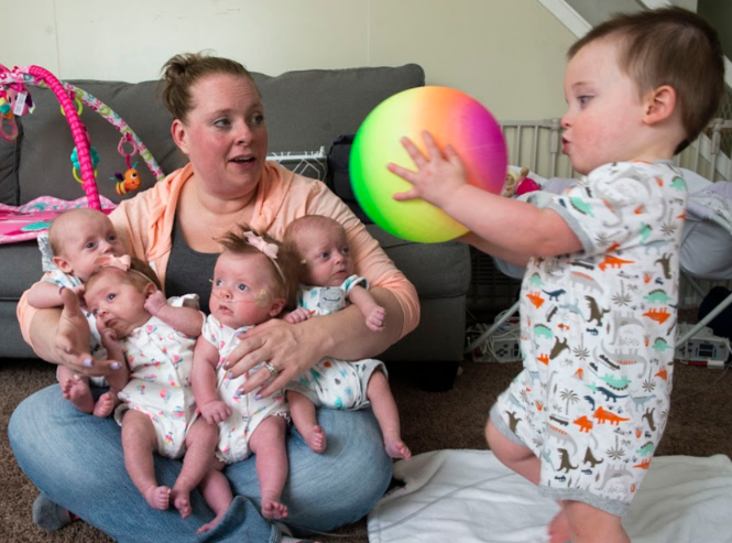 The mother had to wait ten years to experience the wonder of giving birth to triplets and then lovely quadruplets